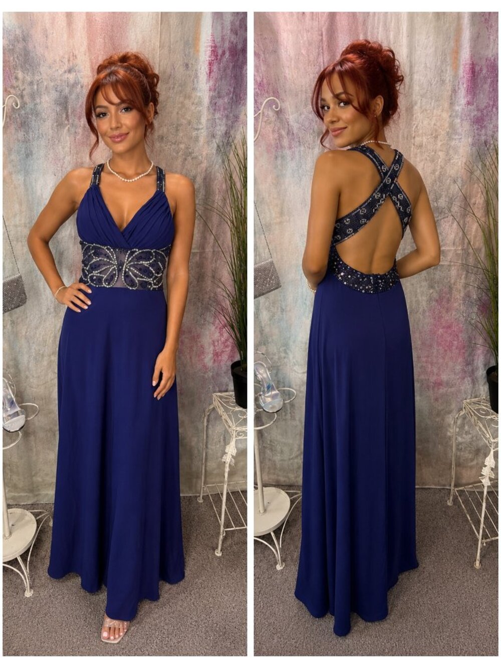 📌Hailey Logan Silver Embellishment  Formal - Prom - Ball  Dress Sexy Backside